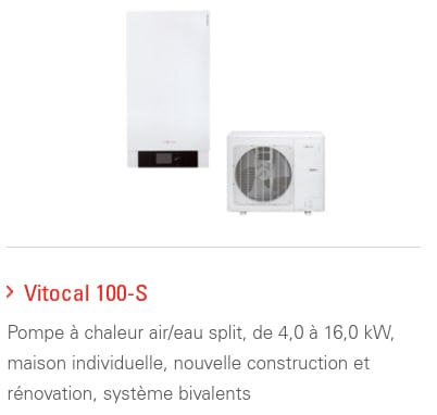 Pompe à chaleur air/eau bi-bloc Viessmann Vitocal 100-S